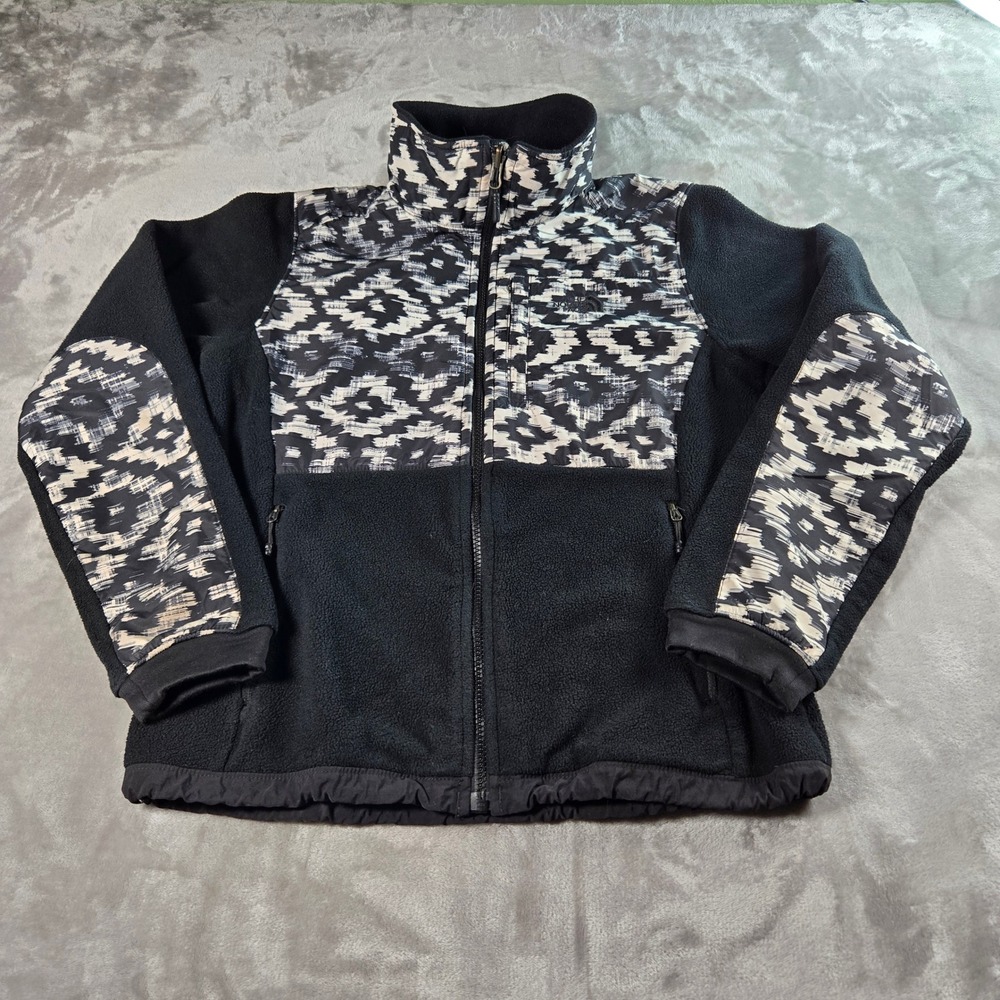 The North Face Womens Denali Black Fleece Jacket Size S Geometric Print Polartec